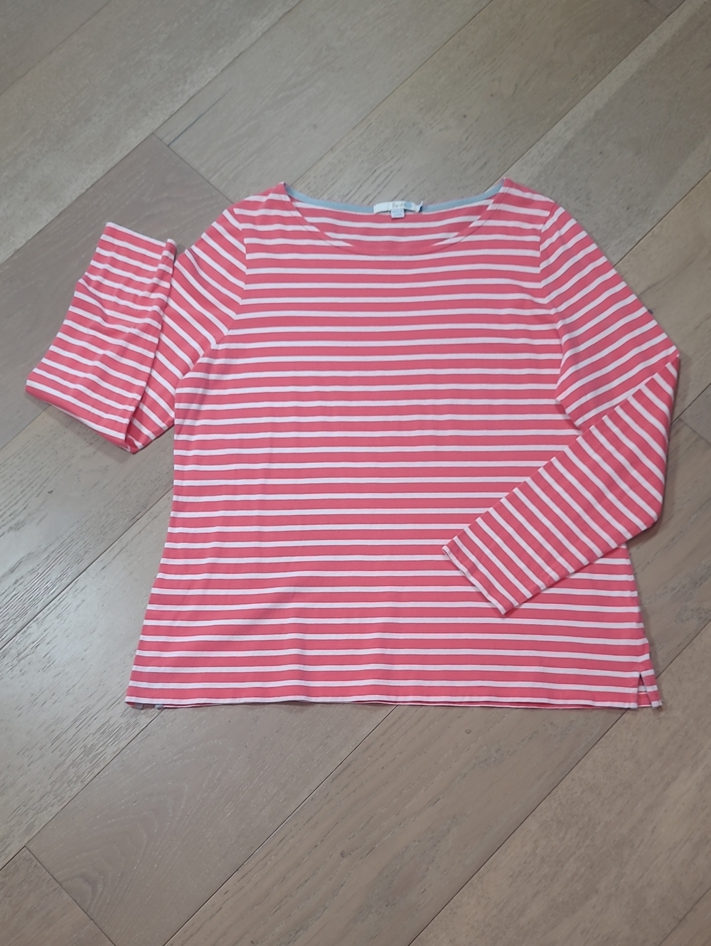 Boden Shirt Women's sz 16 Essential Pink/White Striped Long Sleeve